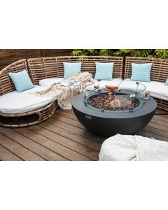 Feuertisch Rund LUNAR BOWL Gas - Feuerstelle Beton 107 x 81 x 40 cm,Grau