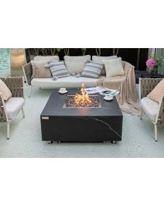 Feuerstelle SOFIA mit Tisch Marmoroptik 100 x 100 x 43 cm