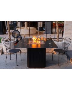 Outdoor BRUGGE Tisch mit Feuerstelle Marmoroptik 71 x 56 x 79 cm
