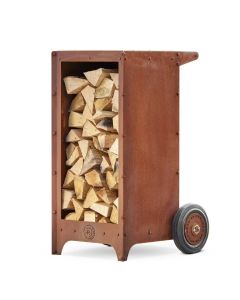 Ker Holzlager und Wagen aus Cortenstahl